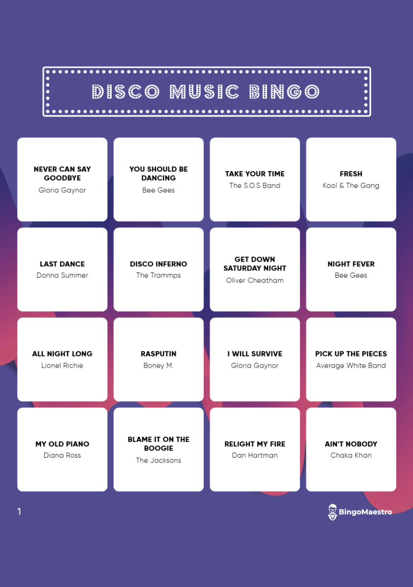 Carte de bingo musical