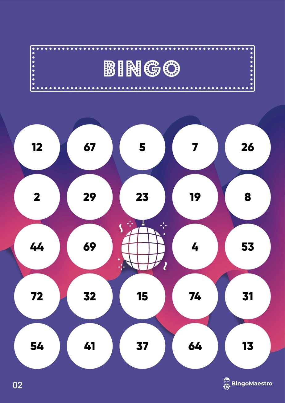 Carte de bingo avec des numéros