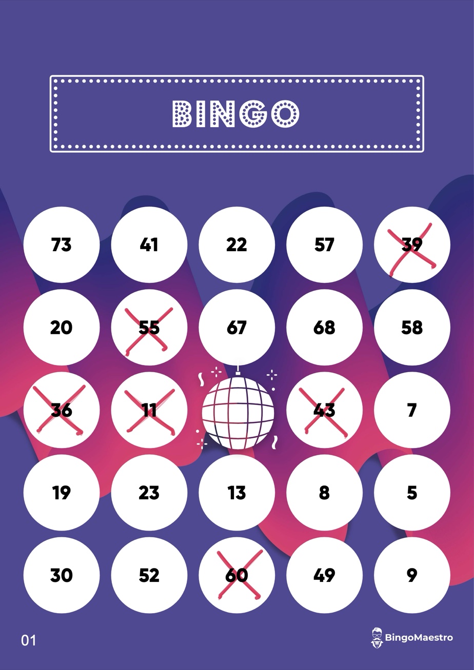 Carte de bingo jouée avec six croix